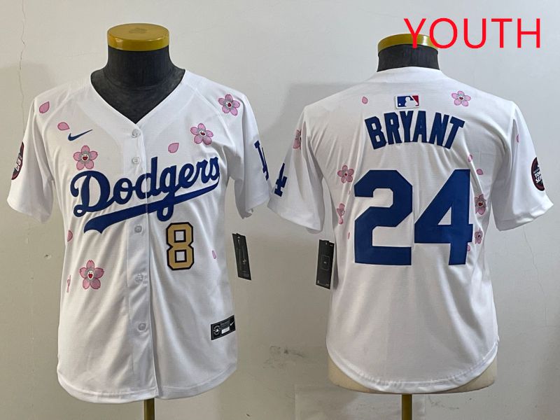 Youth Los Angeles Dodgers #24 Bryant White Sakura Edition 2025 Nike MLB Jersey style 11